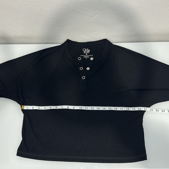 Chaser black waffle knit Henley dolman long sleeve top S - Picture 7 of 11